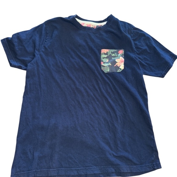 5/$25 Classic Navy Tee with Floral Accent Pocket - Picture 2 of 5
